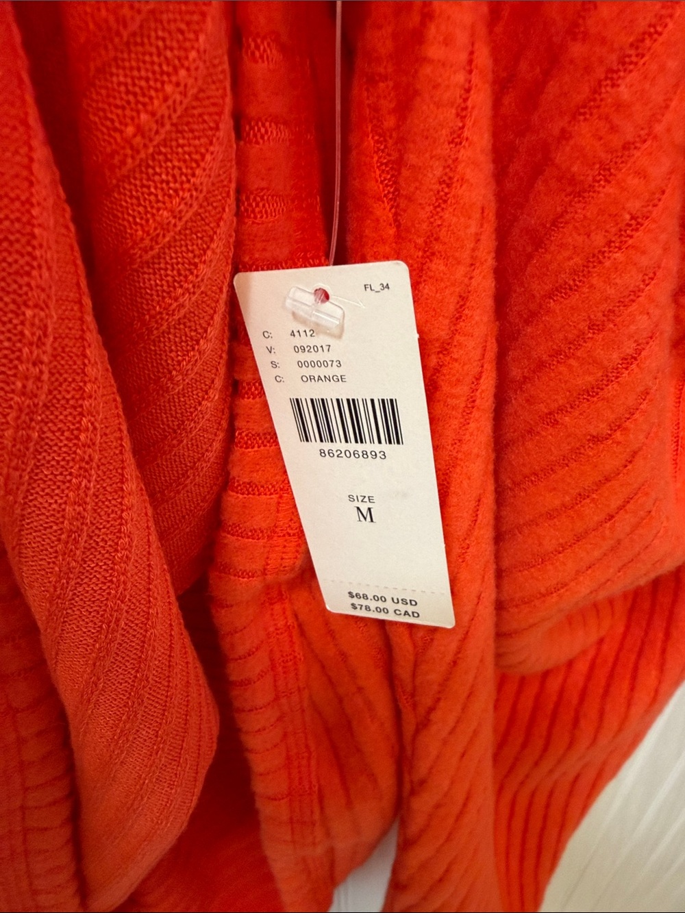 Pilcro Orange Ribbed Cowl Neck Sweater - Picture 4 of 5